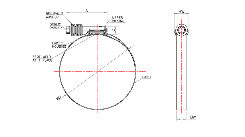 Constant Tension Heavy Duty Worm Drive Clamp-Lined (WTL)