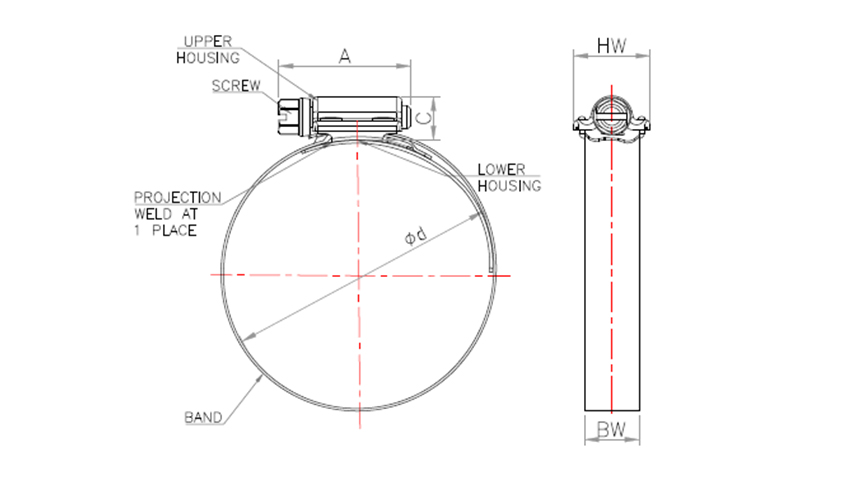 Heavy Duty Stainless Steel Worm Drive Clamp (WHL)