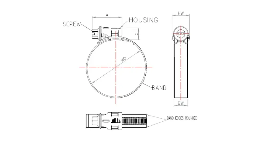 Diagram of One Way Serrated Clamp